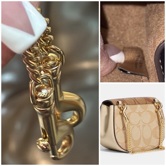 Authentic Coach Morgan Card Case w/Chain Strap in Blocked Signature Canvas - Picture 13 of 16